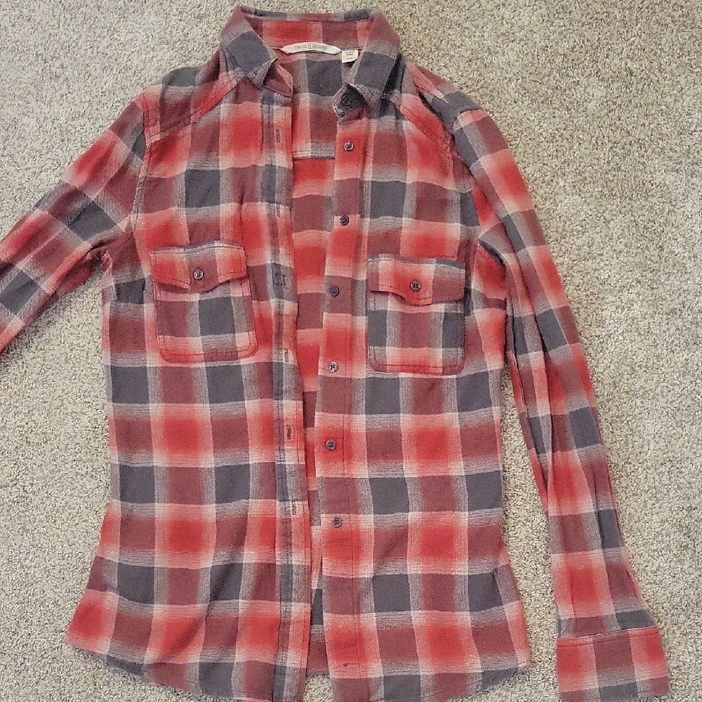 Dakota Collective XS Red and Gray Plaid Shirt